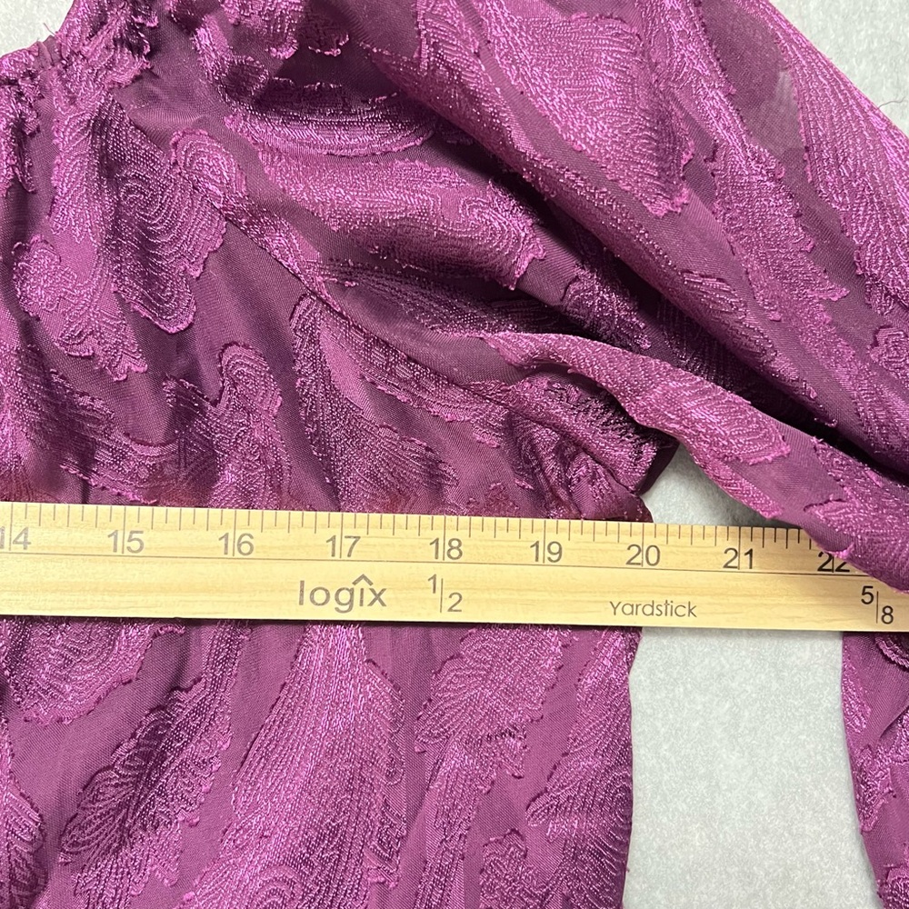 Mason & Belle Purple Satin Brocade Blouse Size XL NWT Square Neckline Romantic - Picture 10 of 12